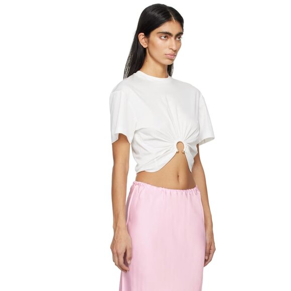 Rabanne White Gathered T-Shirt Size Small - Picture 2 of 4